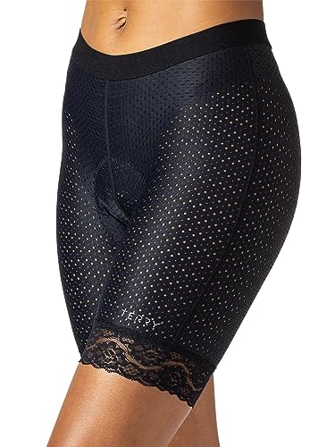 Terry Aria Liner Shorts for Women Cycling Underwear Chamois Padded Bike Liner Padding, Wear Under Skirts & Biking Shorts - Black, Medium