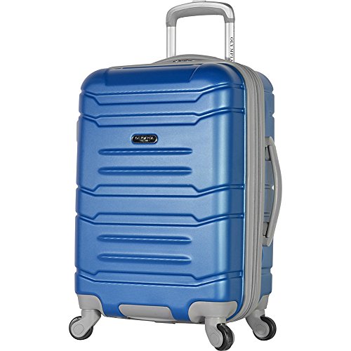 Olympia Denmark 21 Inch Expandable Carry On 8 Dual Wheel Spinner Multiple Grip Luggage Suitcase with Aluminum Locking System, Laptop compartment and Interior Divider, Navy