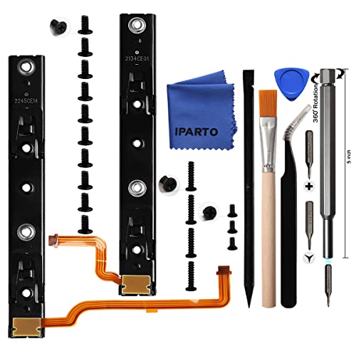 iParto Replacement Right and Left Slide Rail with Flex(Includes 17 screws) Repair Parts for Nintendo Switch Console Slider Rail Bar Replacement Kit for NS Switch Bracket Rebuild Track