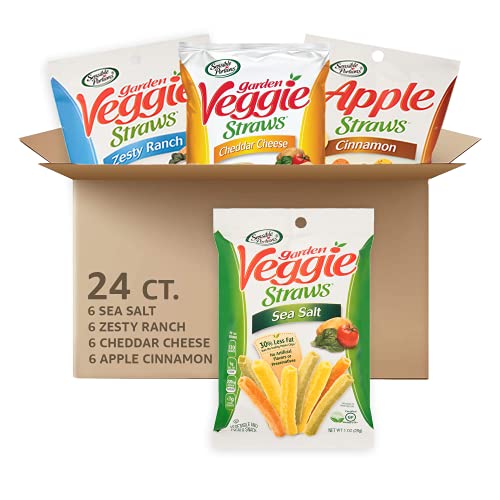 Sensible Portions Veggie Straws Multi-Pack, Gluten-Free Chips, Individual Snacks, 1 Ounce Bag, (Pack of 24)