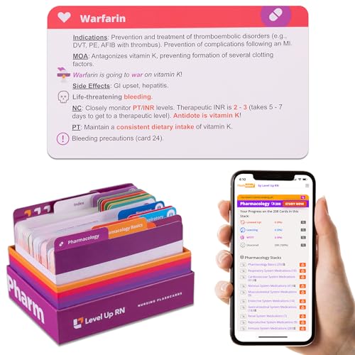 Pharmacology Flash Cards – No Fluff – Nursing School Essentials for Students – 2024 NCLEX ATI HESI Review LPN RN Flash Cards (223 Cards)
