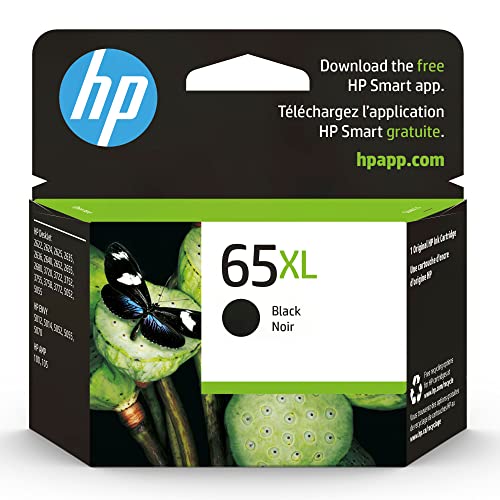 HP 65XL Black High-yield Ink Cartridge | Works with HP AMP 100 Series, HP DeskJet 2600, 3700 Series, HP ENVY 5000 Series | Eligible for Instant Ink | N9K04AN
