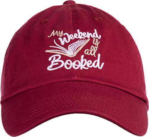 Ann Arbor T-shirt Co. My Weekend is All Booked | Funny Cute Book Club Reader Reading Women's Baseball Dad Hat-Cardinal