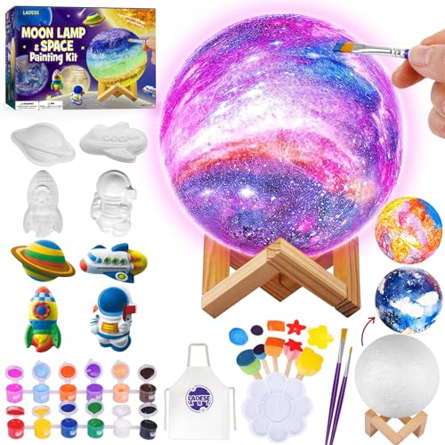 Paint Your Own Moon Lamp Kit, Cool Gifts DIY 3D Space Moon Night Light, Art Supplies Arts & Crafts Kit, Arts and Crafts for Kids Ages 8-12, Toys Girls Boy Birthday Gift Ages 3 4 5 6 7 8 9 10 11 12+