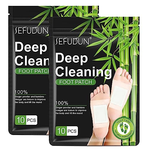 20PCS Foot Patches, Deep Cleansing Foot Pads, Natural Bamboo Vinegar Ginger Powder Foot Pad for Foot Care, Foot Patch for Relieve Stress, Improve Sleep, Safe and Easy to Use