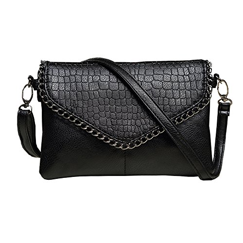 2019 Large Fashion Clutch Handbags Black Casual Woman Bag Bolsas Feminina Big Clutch Bag Cute Envelope Ladies Women Shoulder Bags Party Purse Handbag for Women Evening Leather Purse (Large Black)