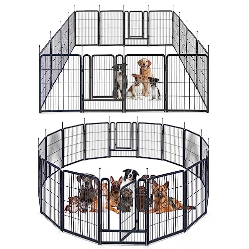 mestyl Dog Playpen, 40' Height 16 Panels Outdoor Pet Play Pen, Big Dog Exercise Play Pen for Large/Medium/Small Dogs, Foldable Puppy Pen for Indoor, Camping, RV, Anti-Rust Paint Finish, Quick Install