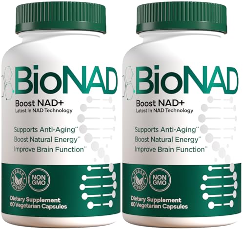 BioNAD NAD3 NAD+ Supplement | NRF2 Activator | Anti Aging | Proven Nicotinamide Riboside Booster | Metabolic Activator | Boosts NAD+ and Natural Energy | Vegan Friendly | Non GMO (2 Pack)