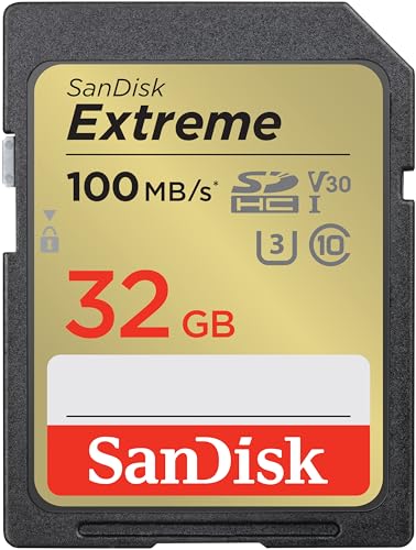 SanDisk 32GB Extreme SDHC UHS-I Memory Card - C10, U3, V30, 4K, UHD, SD Card - SDSDXVT-032G-GNCIN