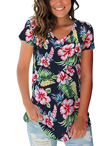 Summer Shirts for Women Hawaiian Shirt Tropic Casual Summer Tops Outfits M