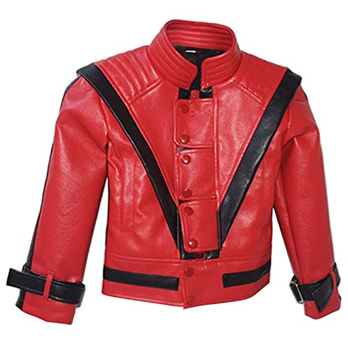 MJ Michael Thriller Jacket Children Kids Jacket Costumes Gift for Perfromance Party Imitate Birthday (Red, 8T)