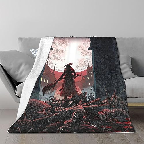 Flannel Fleece Throw Blanket 60'x50' Couch Blanket,3D Printing Blood borne Blanket Soft Lightweight Durable Cartoon Home Decoration Warm Plush Blanket for Travel