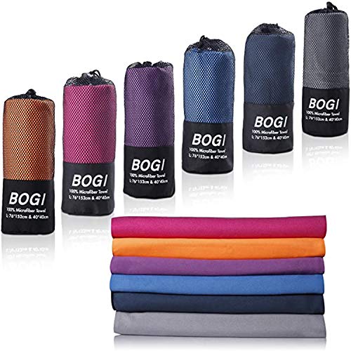 BOGI Microfiber Travel Sports Towel-Quick Dry Towel,Soft Lightweight Microfiber Camping Towel Absorbent Compact Travel Towel for Camping Gym Beach Bath Yoga Swimming Backpacking (M:40''x20''-Orange)