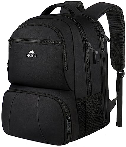 MATEIN Lunch Backpack for Men Work, 18 Inch Large Insulated Backpack Cooler with USB Charging Port, Water Resistant Lunch Box Backpack with Laptop Compartment for Travel Business College Picnic, Black