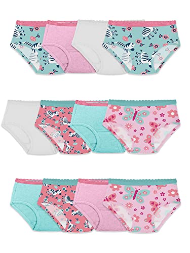 Fruit of the Loom Toddler Girls' Tag-Free Cotton Underwear, Hipster-12 Pack-Assorted Colors, 4-5T