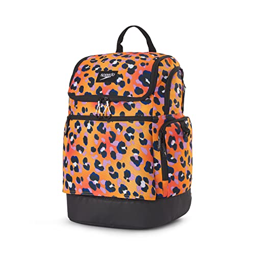 Speedo Large Teamster Backpack 35-Liter, Cheetah Orange Pop 2.0, One Size