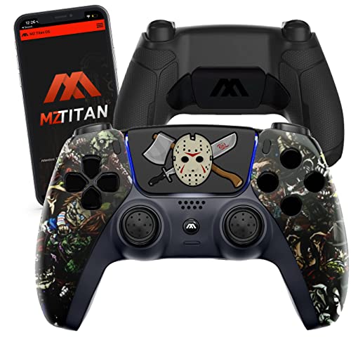 MODDEDZONE Scary Party Smart Extreme Modded Controller + Anti Recoil 2 Remap Buttons & Interchangeable Thumbsticks & Hair Triggers, Tactical Buttons Compatible with PS5 Custom Controller PC