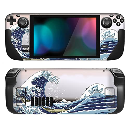 PlayVital Full Set Protective Skin Decal for Steam Deck LCD, Custom Stickers Vinyl Cover for Steam Deck OLED - The Great Wave