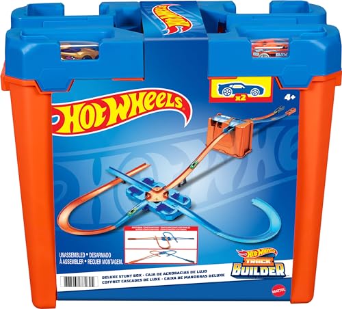 Hot Wheels Track Builder Playset, Deluxe Stunt Box with 25 Component Parts & 1:64 Scale Toy Car (Amazon Exclusive)