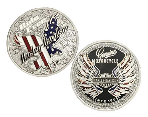 Harley-Davidson Ride Free Eagle Flag Challenge Coin, 1.75 in. Silver 8009021