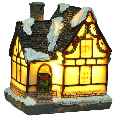 Didiseaon 3 Pcs Luminous House Home Decorations Arts and Crafts Kit Desk Top Decor Kids Suits Resin Village House Vchristmas Village Houses Christmas Glowing Cabin Desktop Small House