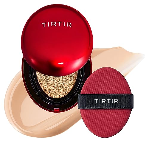 TIRTIR Mask Fit Red Cushion Foundation | Japan's No.1 Choice for Glass skin, Long-Lasting, Lightweight, Buildable Coverage, Semi-Matte, All Skin Types, Korean Cushion Foundation, (0.63 oz.), 21N Ivory