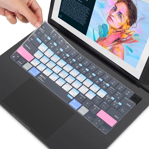 Macbook Adobe Photoshop Shortcut Keyboard Cover for 2023-2021 M3/M2/M1 MacBook Pro 14' 16' A2918 A2992 A2442 A2991 A2779 A2485 A2780, 2023 M2 MacBook Air 15.3', 2022 M2 MacBook Air 13.6' Keyboard Skin