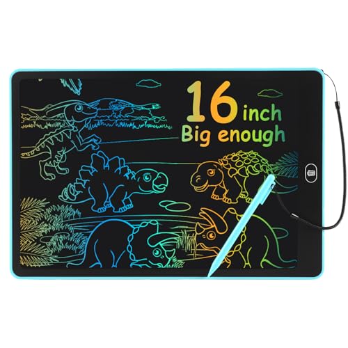 16 inch LCD Writing Tablet for Kids Adults,Colorful Drawing Pad Doodle Board School Supplies Toys for Girls Boys 3 4 5 6 7 8 Year Old Girl Boy Birthday Gift Ideas (Blue)