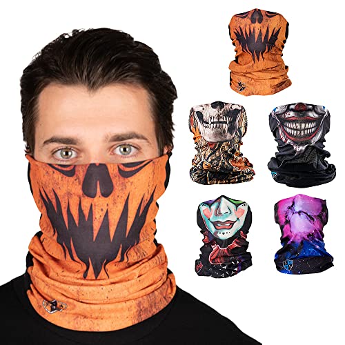 S A Company 5-Pack UV Face Shield | UV 30+ Multipurpose Neck Gaiter Balaclava for Adults