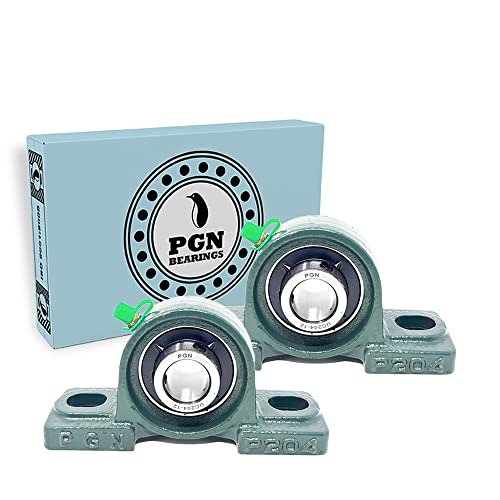 PGN UCP204-12 Pillow Block Bearing - Pack of 2 Mounted Pillow Block Bearings - Chrome Steel Bearings with 3/4' Bore - Self Alignment