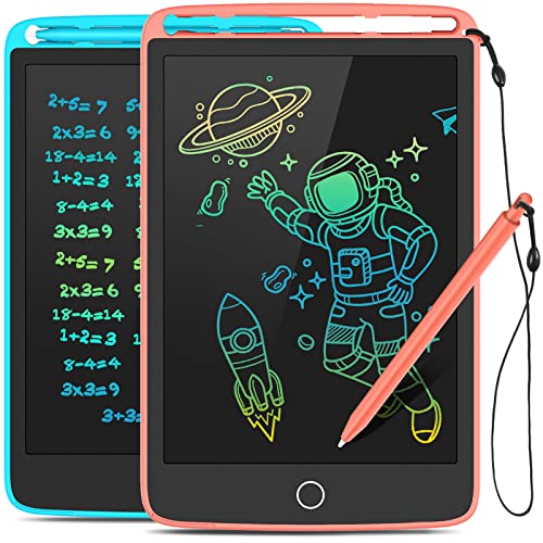 TECJOE 2 Pack LCD Writing Tablet with Fridge Magnets, Writing Board Doodle Board for Kids Drawing/Travel/Kitchen Memo, Christmas/Back to School/Birthday Gift Toys for Boys Girls, 8.5 Inch (Blue+Pink)