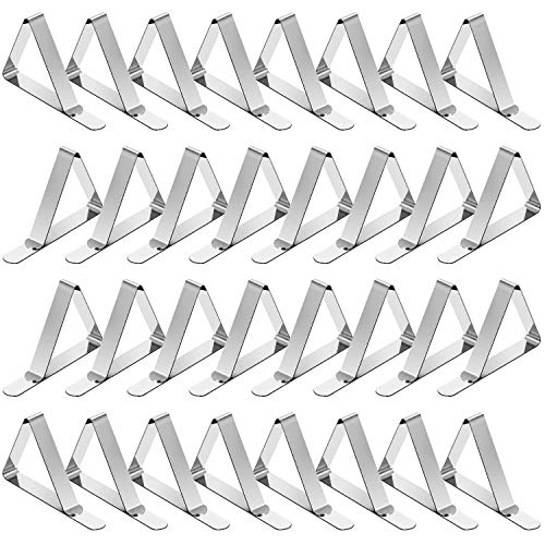 TriPole Tablecloth Clips 32 Pack Stainless Steel Table Cover Clamps Skirt Clips for Home Kitchen Restaurant Picnic Tables
