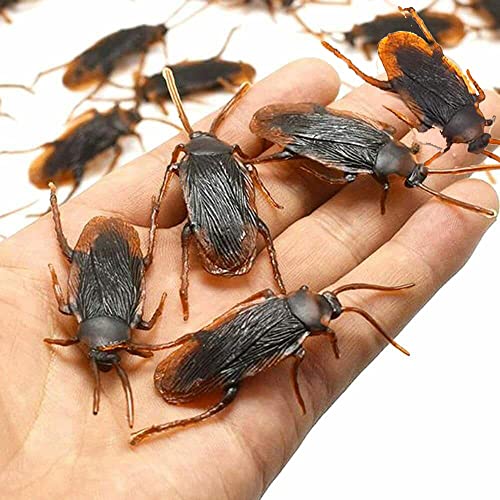 waiforu Prank Fake Roaches Model Fake Rubber Cockroach Roach Bug Roaches Toy Prank Funny Trick Joke Toys Plastic Bugs Lifelike Creepy Perfect for Halloween Project, Tricking People, Kid Playing (5)