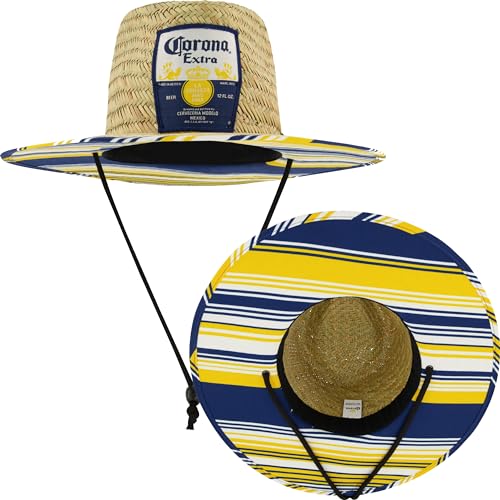 Corona Mens Extra Hat, Adult Large Wide Brim Straw Lifeguard Cap For And Women, Beach Pool Accessories Sun Hat, Stripes