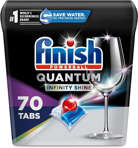 FINISH Quantum Infinity Shine, Dishwasher Pods, Dishwasher Detergent Liquid, Dishwasher Soap, Advanced Clean & Shine, 70ct Dishwasher Tablets