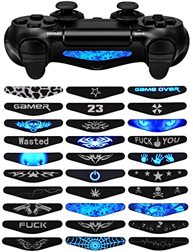 eXtremeRate 30 Pcs/Set Color Artwork Pattern Signs Led Lightbar Cover Light Bar Decals Stickers Flim for ps4 for ps4 Slim for PS4 Pro Controller Skins