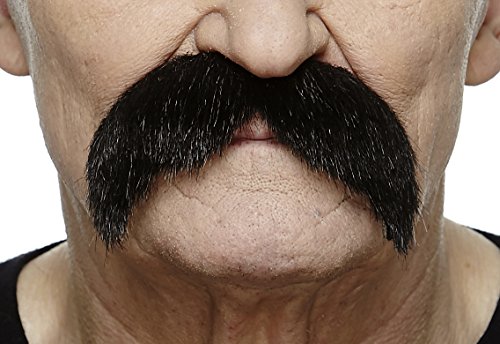 Mustaches Self Adhesive Fake Mustache, Novelty, Walrus False Facial Hair for Adults, Costume Accessory for Halloween, Black Lustrous Color