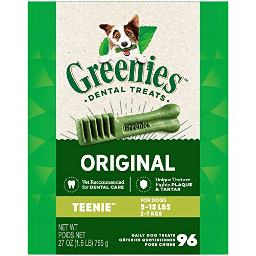 Greenies Original Teenie Natural Dental Care Dog Treats, 27 oz. Pack (96 Treats)