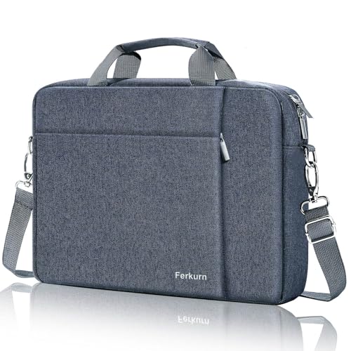 Ferkurn Laptop Bag Women Men Computer Bag for HP Envy Pavilion Omen/LG Gram/MSI/Dell Inspiron XPS/Lenovo Thinkpad/ASUS/Acer, Shoulder Strap Carrying Briefcase Messenger Bag Case, Grey, 15 15.6 Inch