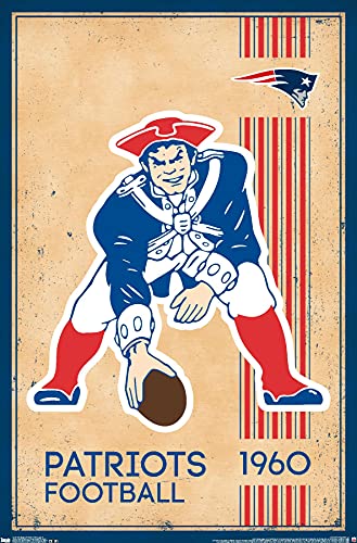 Trends International NFL New England Patriots - Retro Logo 14 Wall Poster, 22.375' x 34', Unframed Version