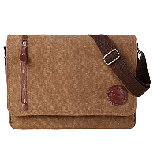 Vintage Canvas Satchel Messenger Bag for Men Women,Travel Shoulder bag 13.5' Laptop Bags Bookbag (Coffee)