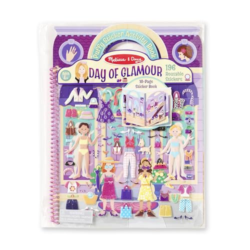 Melissa & Doug Puffy Sticker Activity Book: Day of Glamour - 196 Reusable Stickers - FSC Certified