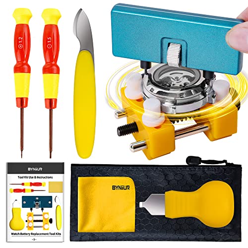 BYNIIUR Watch Battery Replacement Tool Kit, Watch Repair Kits, Watch Back Case Remover and Watch Opener