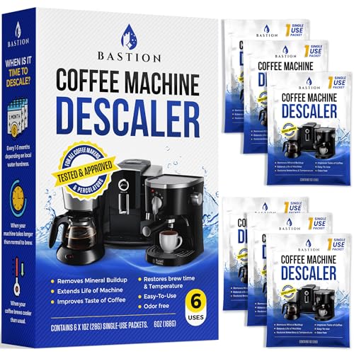 Descaling Powder Solution (6-Uses) Coffee Machine Descaler Cleaner | Compatible with Breville Keurig Nespresso Delonghi Ninja | To Descale Automatic Coffee Pots & Makers & Espresso Machines