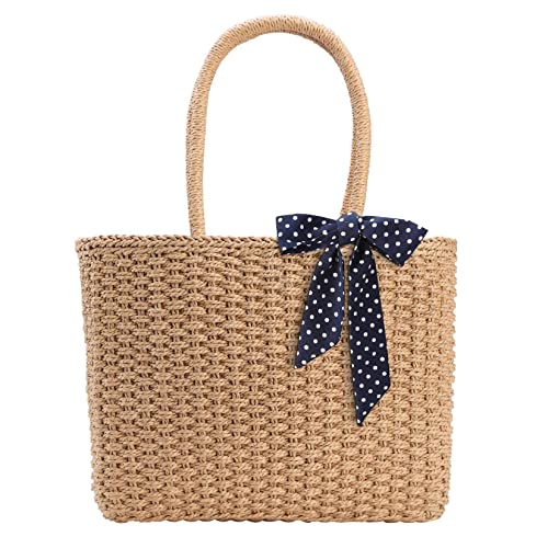 YXILEE Zipper Straw Bags For Women | Straw Purse Woven Womens Handmade Weaving Summer Handbag for Travel Beach