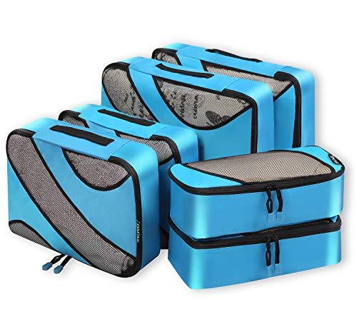 Bagail 6 Set Packing Cubes,3 Various Sizes Travel Luggage Packing Organizers(Blue)