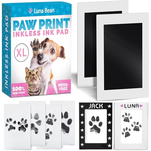 Luna Bean Paw Print Kit - Mess-Free Paw Print Stamp Pad for Dogs & Cats - 14pc Dog Nose Print Kit & Pet Paw Print Impression Kit- Clean - Touch Ink Pad for Dog Paw Prints - Dog Mom Gifts for Women