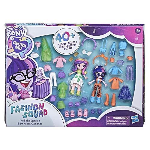 My Little Pony Equestria Girls Fashion Squad Twilight Sparkle and Princess Cadance Mini Doll Set Toy, 40 Fashion Accessories