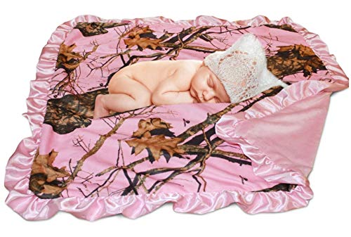 Mossy Oak Pink Camo Carstens Baby Throw Receiving Nursery Blanket 34X34 Super Soft