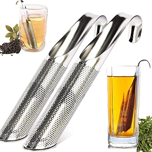 2PCS Stainless Steel Tea Diffuser, Tea Strainers for Loose Tea, Stainless Steel Tea Strainers for Loose Tea, Loose Leaf Tea Steeper, Long-handle Tea Filters for Tea, Coffee, Seasonings, Spices
